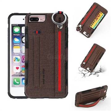 British Style Canvas Pattern Multi-function Leather Phone Case for iPhone 8 / 7 (4.7 inch) - Brown