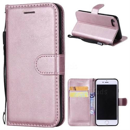 Retro Greek Classic Smooth PU Leather Wallet Phone Case for iPhone 8 / 7 (4.7 inch) - Rose Gold