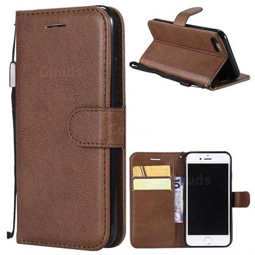 Retro Greek Classic Smooth PU Leather Wallet Phone Case for iPhone 8 / 7 (4.7 inch) - Brown