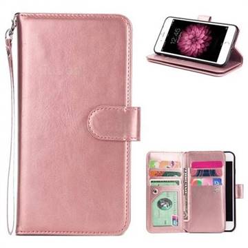 9 Card Photo Frame Smooth PU Leather Wallet Phone Case for iPhone 8 / 7 (4.7 inch) - Rose Gold