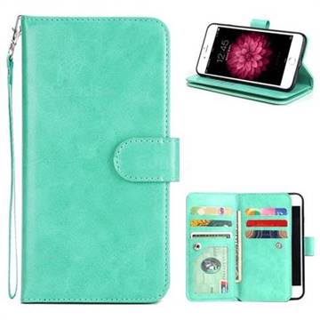 9 Card Photo Frame Smooth PU Leather Wallet Phone Case for iPhone 8 / 7 (4.7 inch) - Mint Green