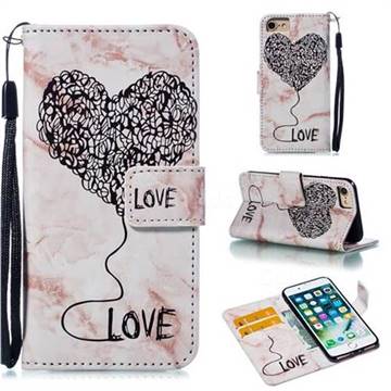 Marble Heart PU Leather Wallet Phone Case for iPhone 8 / 7 (4.7 inch) - Purple