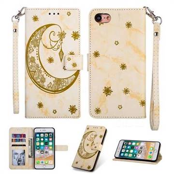 Moon Flower Marble Leather Wallet Phone Case for iPhone 8 / 7 (4.7 inch) - Yellow