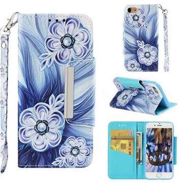 Button Flower Big Metal Buckle PU Leather Wallet Phone Case for iPhone 8 / 7 (4.7 inch)