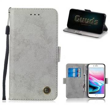 Retro Classic Leather Phone Wallet Case Cover for iPhone 8 / 7 (4.7 inch) - Gray
