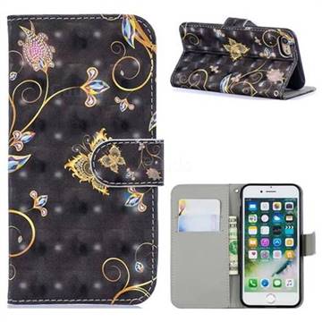 Black Butterfly 3D Painted Leather Phone Wallet Case for iPhone 8 / 7 (4.7 inch)
