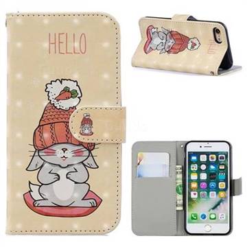 Hello Rabbit 3D Painted Leather Phone Wallet Case for iPhone 8 / 7 (4.7 inch)