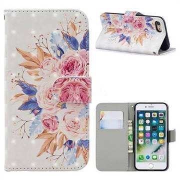 Rose Flowers 3D Painted Leather Phone Wallet Case for iPhone 8 / 7 (4.7 inch)