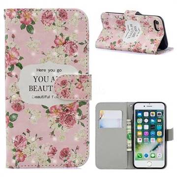 Butterfly Flower 3D Painted Leather Phone Wallet Case for iPhone 8 / 7 (4.7 inch)