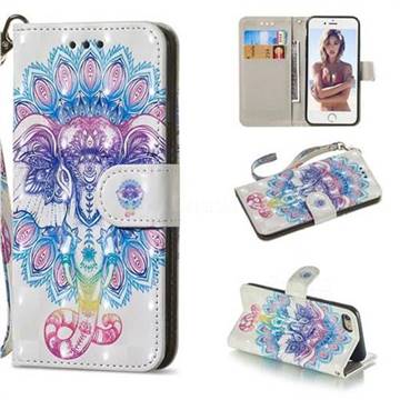 Colorful Elephant 3D Painted Leather Wallet Phone Case for iPhone 8 / 7 (4.7 inch)