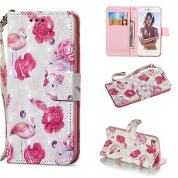 Flamingo 3D Painted Leather Wallet Phone Case for iPhone 8 / 7 (4.7 inch)
