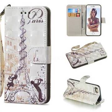 Tower Couple 3D Painted Leather Wallet Phone Case for iPhone 8 / 7 (4.7 inch)