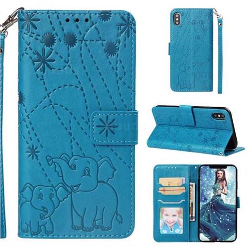 Embossing Fireworks Elephant Leather Wallet Case for iPhone 8 / 7 (4.7 inch) - Blue