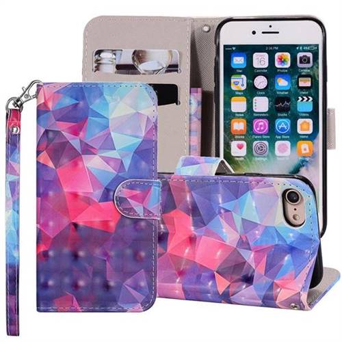 Colored Diamond 3D Painted Leather Phone Wallet Case Cover for iPhone 8 / 7 (4.7 inch)