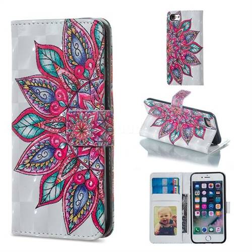Mandara Flower 3D Painted Leather Phone Wallet Case for iPhone 8 / 7 (4.7 inch)