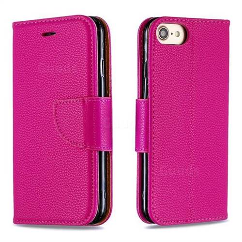 Classic Luxury Litchi Leather Phone Wallet Case for iPhone 8 / 7 (4.7 inch) - Rose