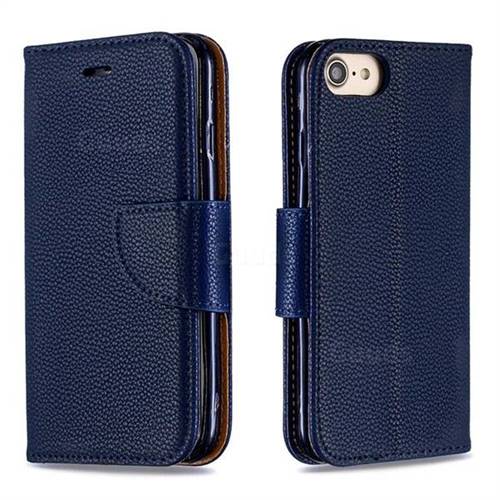 Classic Luxury Litchi Leather Phone Wallet Case for iPhone 8 / 7 (4.7 inch) - Blue