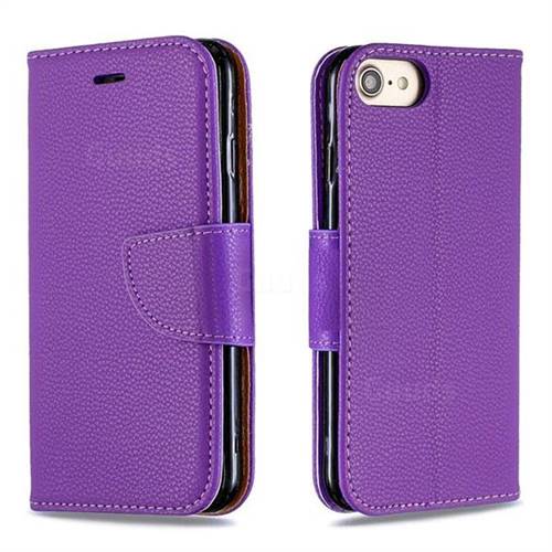 Classic Luxury Litchi Leather Phone Wallet Case for iPhone 8 / 7 (4.7 inch) - Purple