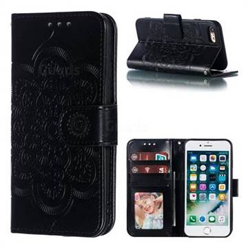 Intricate Embossing Datura Solar Leather Wallet Case for iPhone 8 / 7 (4.7 inch) - Black