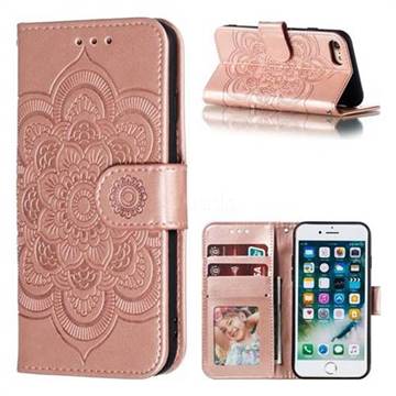 Intricate Embossing Datura Solar Leather Wallet Case for iPhone 8 / 7 (4.7 inch) - Rose Gold