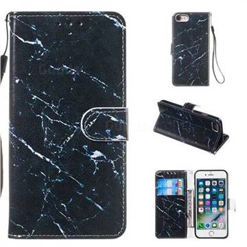Black Marble Smooth Leather Phone Wallet Case for iPhone 8 / 7 (4.7 inch)