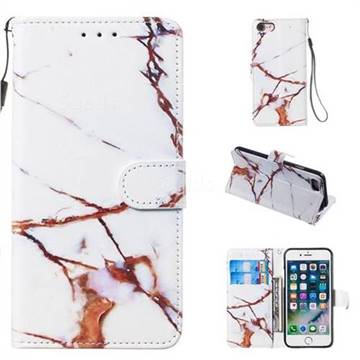 Platinum Marble Smooth Leather Phone Wallet Case for iPhone 8 / 7 (4.7 inch)