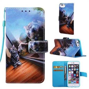 Mirror Cat Matte Leather Wallet Phone Case for iPhone 8 / 7 (4.7 inch)