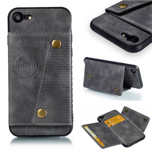Retro Multifunction Card Slots Stand Leather Coated Phone Back Cover for iPhone 8 / 7 (4.7 inch) - Gray