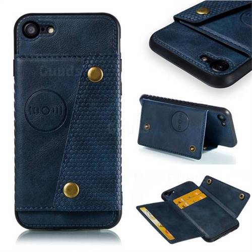 Retro Multifunction Card Slots Stand Leather Coated Phone Back Cover for iPhone 8 / 7 (4.7 inch) - Blue