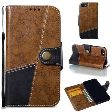 Retro Magnetic Stitching Wallet Flip Cover for iPhone 8 / 7 (4.7 inch) - Brown