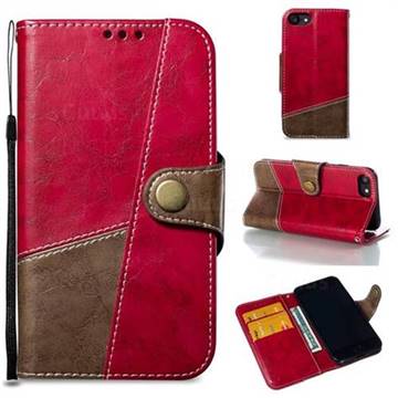 Retro Magnetic Stitching Wallet Flip Cover for iPhone 8 / 7 (4.7 inch) - Rose Red