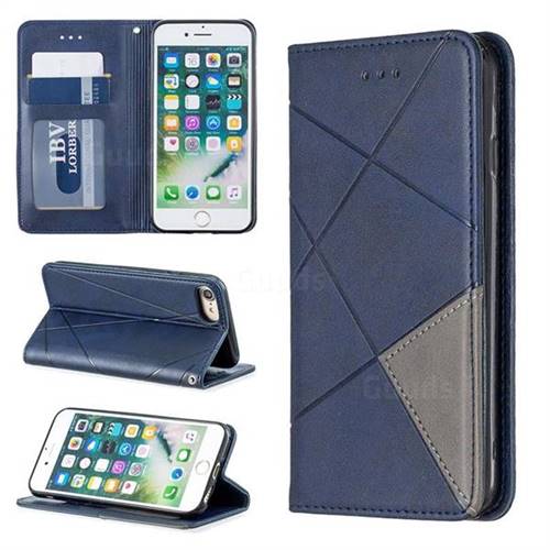 Prismatic Slim Magnetic Sucking Stitching Wallet Flip Cover for iPhone 8 / 7 (4.7 inch) - Blue