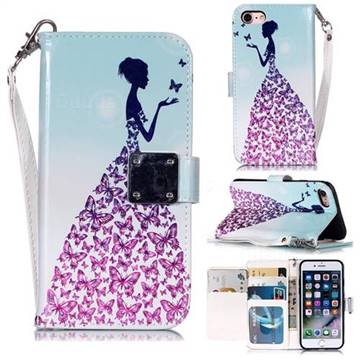 Butterfly Princess 3D Shiny Dazzle Smooth PU Leather Wallet Case for iPhone 8 / 7 (4.7 inch)