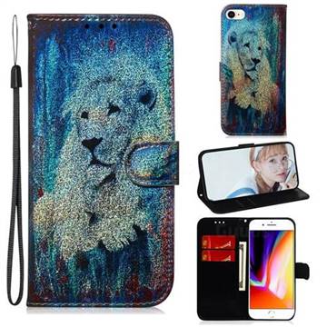 White Lion Laser Shining Leather Wallet Phone Case for iPhone 8 / 7 (4.7 inch)