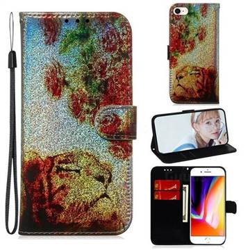 Tiger Rose Laser Shining Leather Wallet Phone Case for iPhone 8 / 7 (4.7 inch)