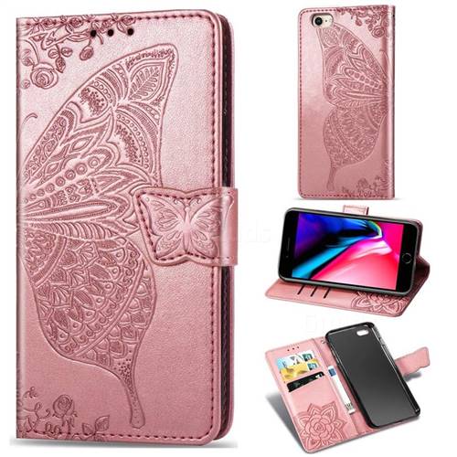 Embossing Mandala Flower Butterfly Leather Wallet Case for iPhone 8 / 7 (4.7 inch) - Rose Gold