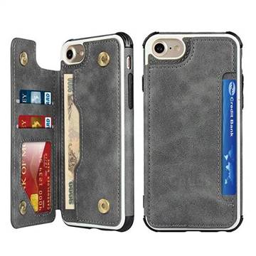 Luxury Multifunction Magnetic Card Slots Stand Leather Phone Case for iPhone 8 / 7 (4.7 inch) - Gray