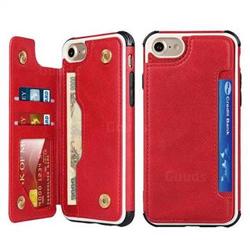 Luxury Multifunction Magnetic Card Slots Stand Leather Phone Case for iPhone 8 / 7 (4.7 inch) - Red