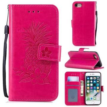 Embossing Flower Pineapple Leather Wallet Case for iPhone 8 / 7 (4.7 inch) - Rose