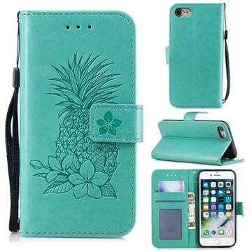 Embossing Flower Pineapple Leather Wallet Case for iPhone 8 / 7 (4.7 inch) - Mint Green