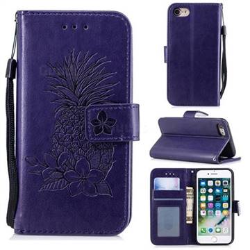 Embossing Flower Pineapple Leather Wallet Case for iPhone 8 / 7 (4.7 inch) - Purple