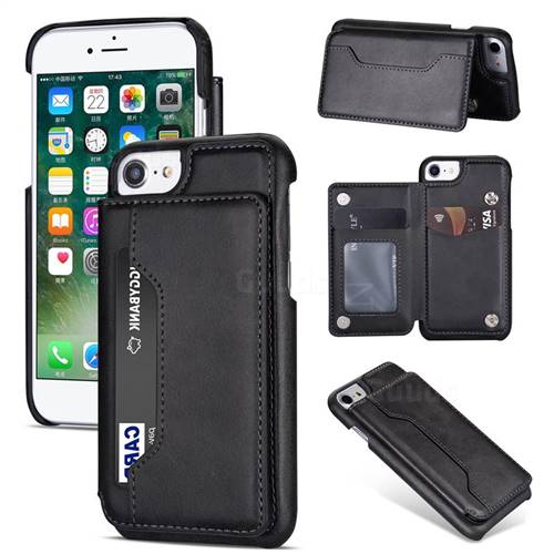 Luxury Magnetic Double Buckle Leather Phone Case for iPhone 8 / 7 (4.7 inch) - Black