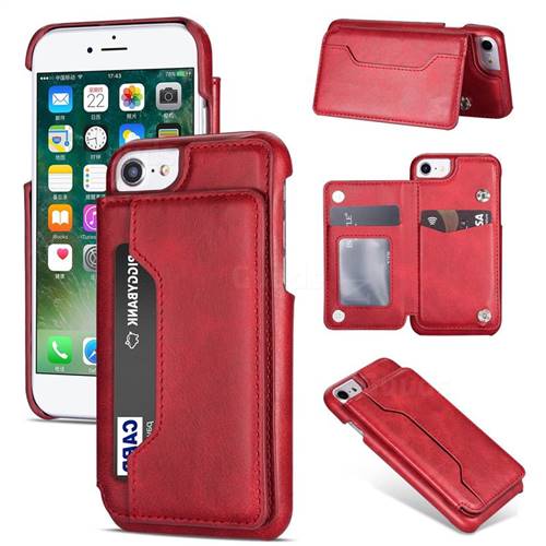 Luxury Magnetic Double Buckle Leather Phone Case for iPhone 8 / 7 (4.7 inch) - Red
