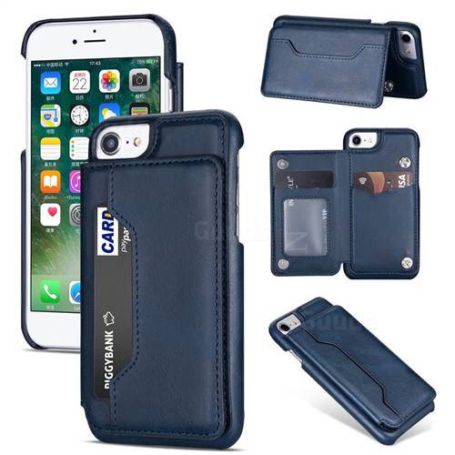 Luxury Magnetic Double Buckle Leather Phone Case for iPhone 8 / 7 (4.7 inch) - Blue