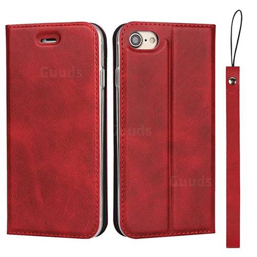 Calf Pattern Magnetic Automatic Suction Leather Wallet Case for iPhone 8 / 7 (4.7 inch) - Red