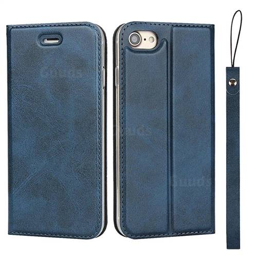 Calf Pattern Magnetic Automatic Suction Leather Wallet Case for iPhone 8 / 7 (4.7 inch) - Blue