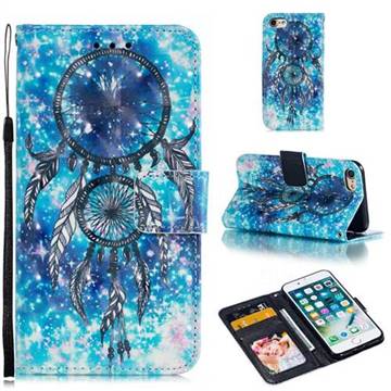 Blue Wind Chime 3D Painted Leather Phone Wallet Case for iPhone 8 / 7 (4.7 inch)