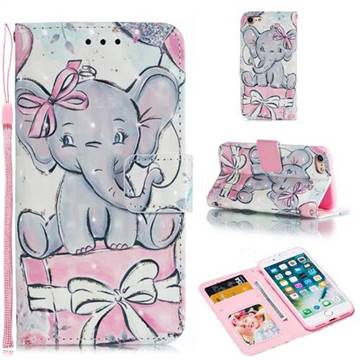Bow Elephant 3D Painted Leather Phone Wallet Case for iPhone 8 / 7 (4.7 inch)