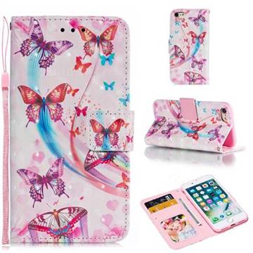 Ribbon Flying Butterfly 3D Painted Leather Phone Wallet Case for iPhone 8 / 7 (4.7 inch)