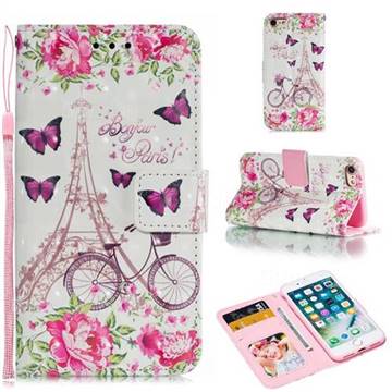 Bicycle Flower Tower 3D Painted Leather Phone Wallet Case for iPhone 8 / 7 (4.7 inch)